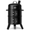 Black Iron Charcoal BBQ Smoker Grill 3-in-1 with Thermometer and Vents